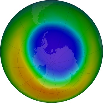 Antarctic ozone map for 2025-10